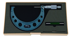 3 - 4'' Measuring Range - .0001 Graduation - Ratchet Thimble - Carbide Face - Outside Micrometer - Exact Industrial Supply