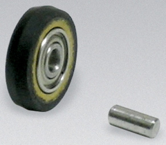 #11074 - 5/8 x 1/8'' - Rubber Contact Wheel W/Bearing & Shaft - Exact Industrial Supply