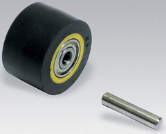 #11084 - 3/4 x 1/2'' - Rubber Contact Wheel W/Bearing & Shaft - Exact Industrial Supply