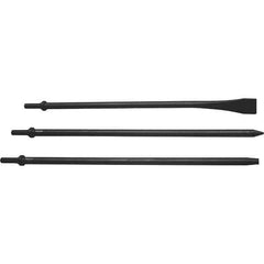 Mayhew - 1-1/8" Head Width, 18" OAL, Long Punch & Scraper Set - Round Drive, Round Shank, Steel - Exact Industrial Supply