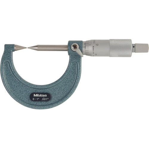 0-1″ Measuring Range-0.001″ Graduation - Ratchet Thimble - Carbide Face - Point Micrometer - Exact Industrial Supply