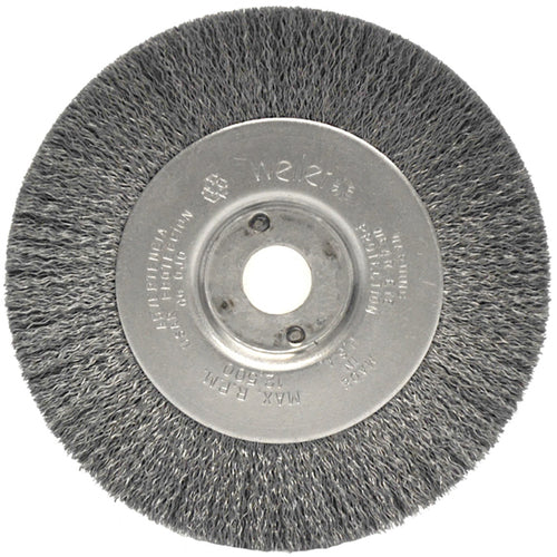 4″ Narrow Face Crimped Wire Wheel, .008″ Steel Fill, 1/2″-3/8″ Arbor Hole - Exact Industrial Supply
