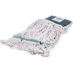 Wet Mop Loop: Clamp Jaw, Medium, White Mop, Cotton Green Headband, 4