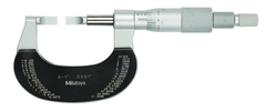 0 - 1'' Measuring Range -  .0001 Graduation - Ratchet Thimble - High Speed Steel Face - Blade Micrometer - Exact Industrial Supply