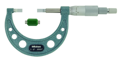 1 - 2'' Measuring Range - .0001 Graduation - Ratchet Thimble - High Speed Steel Face - Blade Micrometer - Exact Industrial Supply