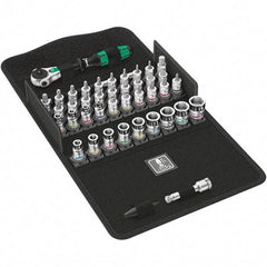 Wera - 42 Piece 1/4" Drive Ratchet Socket Set - Comes in Molded Pouch - Exact Industrial Supply