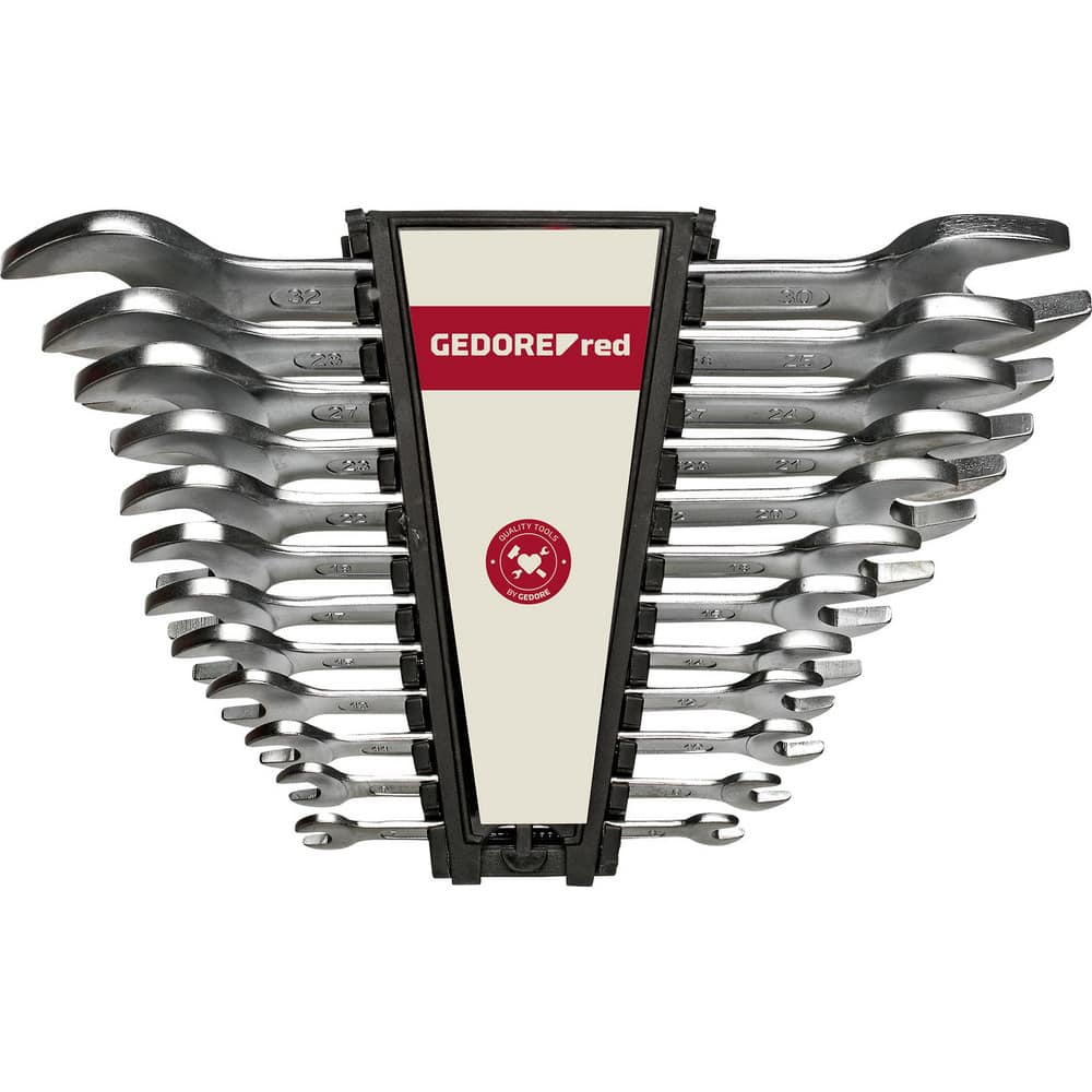 Wrench Sets; Set Type: Double Open Ended Wrench Set; Wrench Size: 6 - 32 mm; Material: Vanadium Steel; Finish: Matte Satin; Chrome-Plated; Overall Length: 9.13 in; Non-sparking: No; Corrosion-resistant: Yes; Ratcheting: No; Head Offset Angle: 15 ™; Inclu