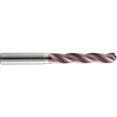 3/8″ Dia. × 10 mm Shank × 61 mm Flute Length × 103 mm OAL, 5xD, 145°, TM, 3 Flute, Coolant Thru, Round Solid Carbide Drill - Exact Industrial Supply