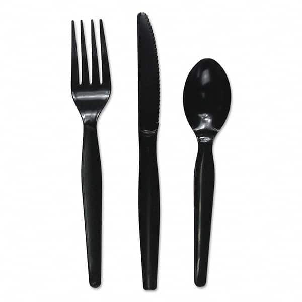 Boardwalk - Three-Piece Cutlery Kit, Fork/Knife/Teaspoon, Heavyweight, Black, 250/Carton - Exact Industrial Supply
