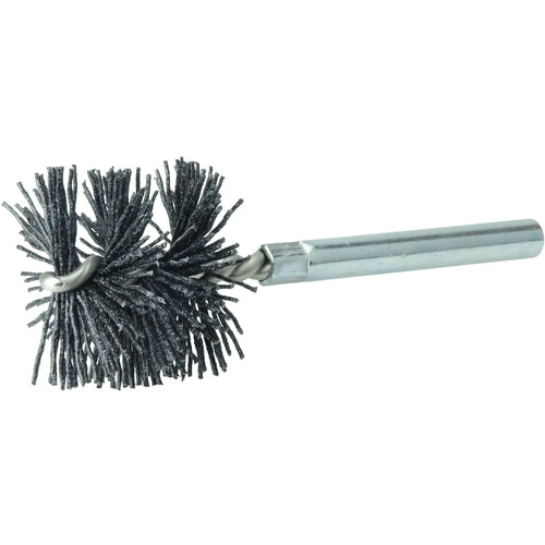 Burr-Rx 1-1/4″ Dia Power Tube Brush, .026/120CG Crimped Fill, 1″ Brush Length, 3-1/2″ Overall Length - Exact Industrial Supply
