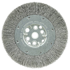 Weiler - Wheel Brushes; Outside Diameter (Inch): 6 ; Arbor Hole Thread Size: 5/8 ; Wire Type: Crimped Wire ; Fill Material: Stainless Steel ; Face Width (Inch): 3/4 ; Trim Length (Inch): 1-1/8