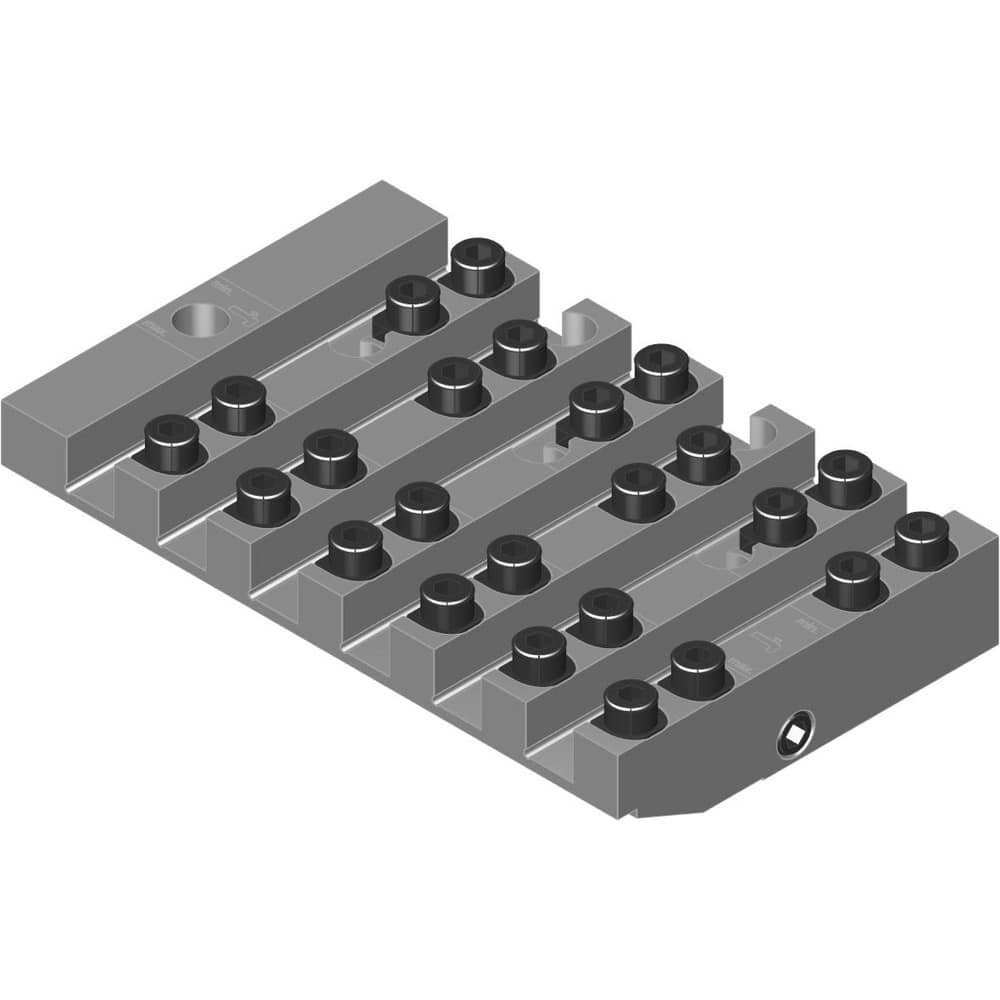 Swiss Gang Plates; Machine Compatibility: DMG; For Use With: DMG Sprint 20/5; Number of Stations: 6; Quick Change: Yes; Material: Alloy Steel; Station Size: 6x12mm; Additional Information: Only ARNO split-shank ™FAST CHANGE ™ tool holders and fixed stops