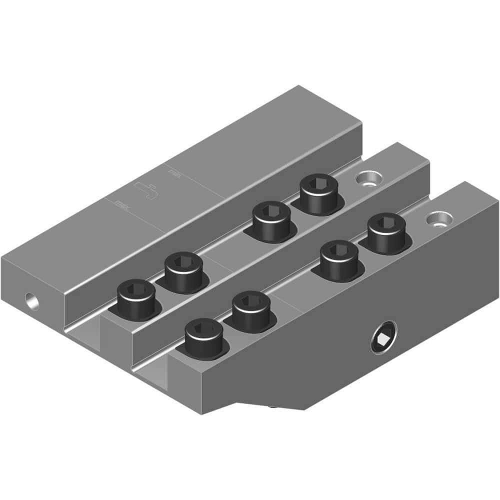 Swiss Gang Plates; Machine Compatibility: STAR; For Use With: STAR SR20 IV B; STAR SR20 IV A; Number of Stations: 5; Quick Change: Yes; Material: Alloy Steel; Station Size: 5x12mm; Additional Information: Only ARNO split-shank ™FAST CHANGE ™ tool holders