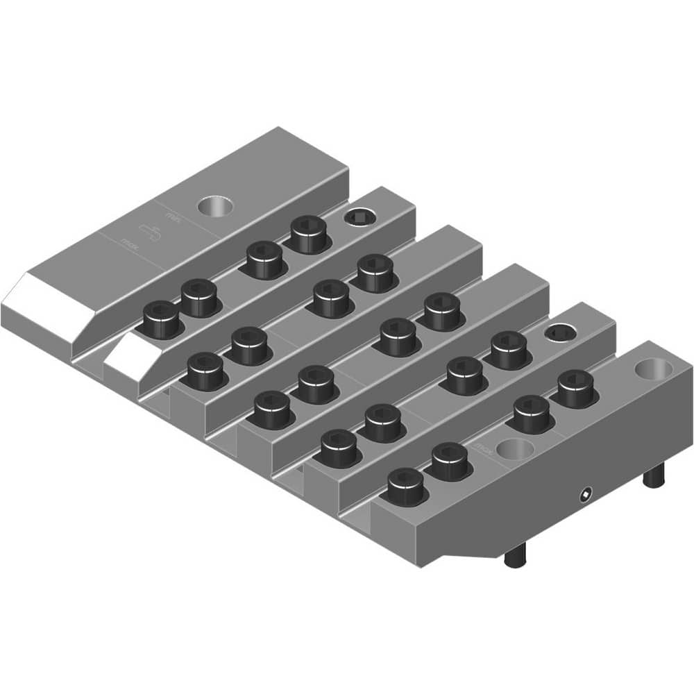 Swiss Gang Plates; Machine Compatibility: STAR; For Use With: STAR SB16 TYPE D; Number of Stations: 5; Quick Change: Yes; Material: Alloy Steel; Station Size: 5x12mm; Additional Information: Only ARNO split-shank ™FAST CHANGE ™ tool holders and fixed sto
