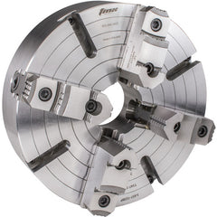 4-Jaw (2 Piece) Independent Forged Steel Body Chuck 12″ D-8 3.15″ Hole - Exact Industrial Supply