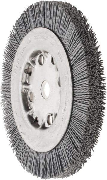 Weiler - 6" OD, 5/8" Arbor Hole, Crimped Nylon Wheel Brush - 5/8" Face Width, 7/8" Trim Length, 0.035" Filament Diam, 4,500 RPM - Exact Industrial Supply