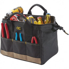CLC - 14 Pocket Black & Khaki Polyester Tool Bag - 14" Wide x 8-1/2" Deep x 8" High - Exact Industrial Supply