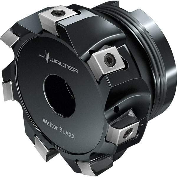 Walter - 9 Inserts, 101.6mm Cut Diam, 38.1mm Arbor Diam, Indexable Square-Shoulder Face Mill - 0° Lead Angle, 50.01mm High, Series F5141-B1-LN13_INCH - Exact Industrial Supply