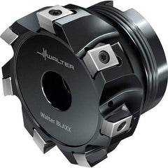 Walter - 9 Inserts, 101.6mm Cut Diam, 38.1mm Arbor Diam, Indexable Square-Shoulder Face Mill - 0° Lead Angle, 50.01mm High, Series F5141-B1-LN13_INCH - Exact Industrial Supply