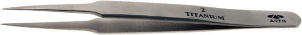 Aven - 4-3/4" OAL 2-SA Precision Tweezers - Fine Straight Point - Exact Industrial Supply