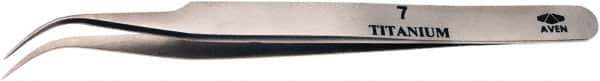 Aven - 4-3/4" OAL 7 Precision Tweezers - Curved Shape, 7A, Fine Tips - Exact Industrial Supply