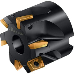 Walter - 7 Inserts, 80mm Cut Diam, 16mm Max Depth of Cut, Indexable Square-Shoulder Face Mill - 0° Lead Angle, 50mm High, LDMW08T204R & LDMT08T204R Insert Compatibility, Through Coolant, Series M4130 - Exact Industrial Supply