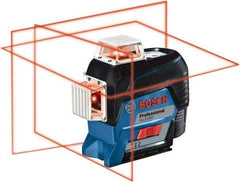 Bosch - 3 Beam 200' Max Range Self Leveling Line Laser - 3/32" at 30' Accuracy, Battery Included - Exact Industrial Supply