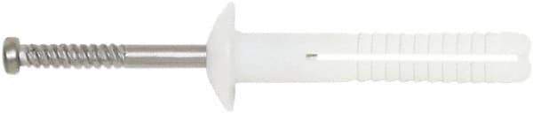 Powers Fasteners - 1/4" Diam, 1/4" Drill, 1-1/2" OAL, 3-5/8" Min Embedment Hammer Drive Concrete Anchor - 304 Nylon/Stainless Steel, Flat Head, Hammer Drive - Exact Industrial Supply