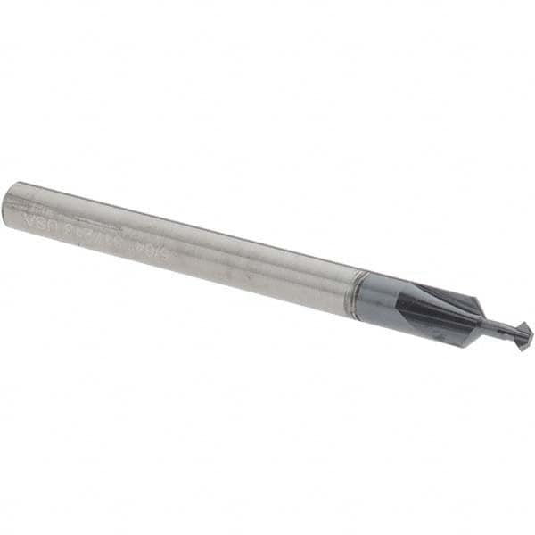 Accupro - 5/64° 5/64" Cut Diam, 0.039" Cut Width, 1/8" Shank, Solid Carbide Double-Angle Cutter - Exact Industrial Supply