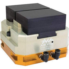 Air Vise Workholding - 4" Jaw Width, 15/16" Throat Depth, Air Precision Self Centering Vise - 200 Max Operating psi - Exact Industrial Supply