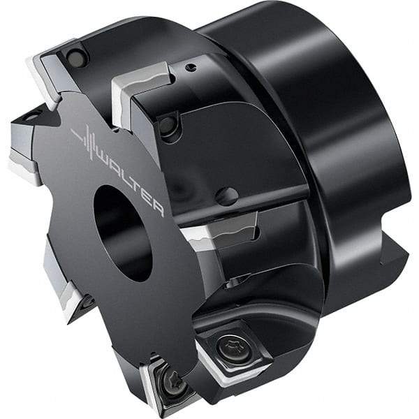 Walter - 6 Inserts, 80mm Cut Diam, 27mm Arbor Diam, Indexable Square-Shoulder Face Mill - 0° Lead Angle, 50mm High, Through Coolant, Series M4132-B1 - Exact Industrial Supply