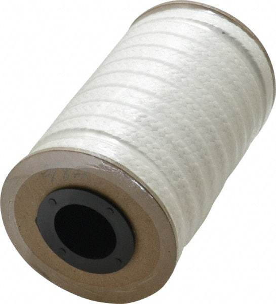 Made in USA - 3/8" x 8-1/2' Spool Length, PTFE/Hard Filament Compression Packing - 4,000 Max psi, -450 to 500° F, White - Exact Industrial Supply