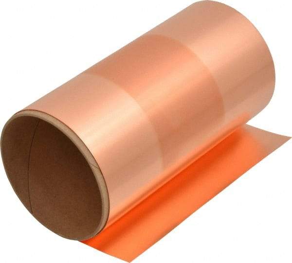 Made in USA - 100 Inch Long x 6 Inch Wide x 0.002 Inch Thick, Roll Shim Stock - Copper - Exact Industrial Supply