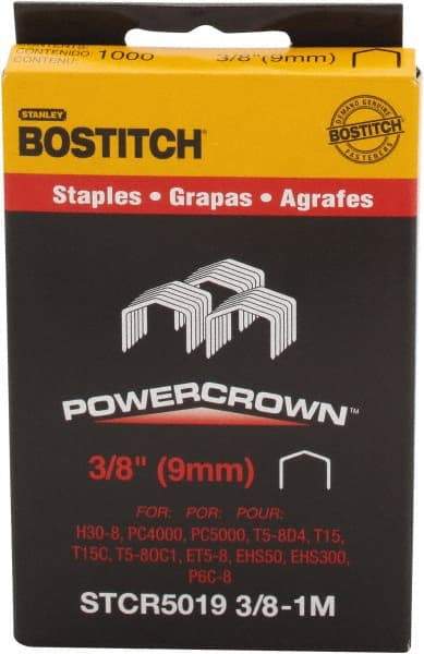 Stanley Bostitch - 3/8" Long x 7/16" Wide, 18 Gauge Crowned Construction Staple - Steel, Chisel Point - Exact Industrial Supply