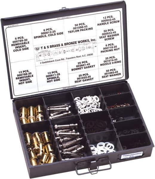 T&S Brass - 267 Pieces Boxed Faucet Repair Kit - Master Parts Kit Style - Exact Industrial Supply