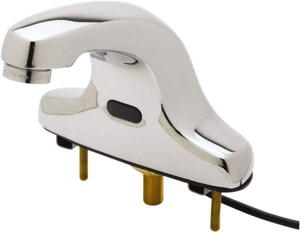 T&S Brass - Deck Mounted Single Hole Electronic User Adjustable Temperature Control Mixer Faucet - Powered by 120 Volt AC/DC, 5" Cast Spout, 4" Mounting Centers - Exact Industrial Supply