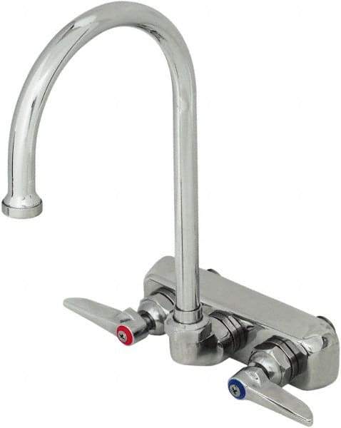 T&S Brass - Standard, 2 Way Design, Wall Mount, Workboard Wall Mount Faucet - 8-3/4 Inch Spout, Lever Handle - Exact Industrial Supply