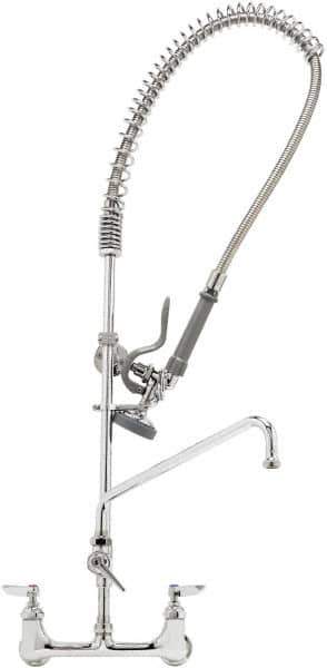T&S Brass - Riser with Spring Guide, 2 Way Design, Wall Mount, Wall Pre Rinse Faucet Assembly - Lever Handle - Exact Industrial Supply
