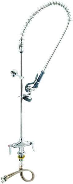 T&S Brass - Riser with Spring Guide, 2 Way Design, Deck Mount, Deck Pre Rinse Faucet Assembly - Lever Handle - Exact Industrial Supply