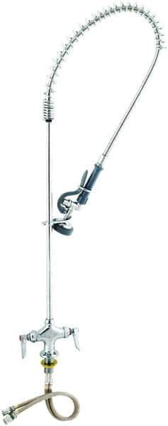 T&S Brass - Riser with Spring Guide, 2 Way Design, Deck Mount, Deck Pre Rinse Faucet Assembly - Lever Handle - Exact Industrial Supply