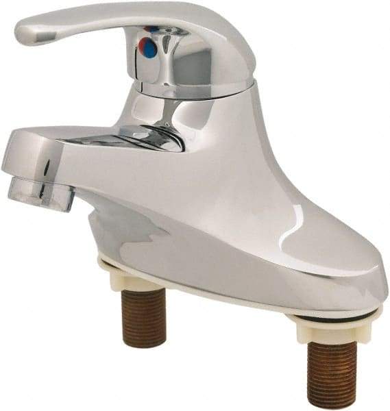 T&S Brass - Straight Handle, Deck Mounted Bathroom Faucet - One Handle, No Drain, Standard Spout - Exact Industrial Supply