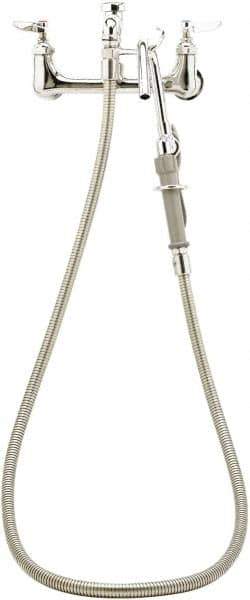 T&S Brass - Faucet Mount, Kitchen Faucet with Spray - Pot and Kettle Filler, Lever Handle, Spoutless, No Drain - Exact Industrial Supply