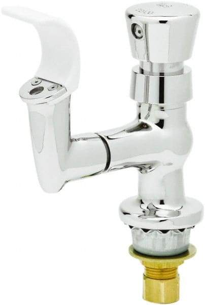 T&S Brass - Faucet Mount, Single Hole Deck Mounted Single Hole Faucet - Water Bubbler, Push Button Handle, Integral Spout, No Drain - Exact Industrial Supply