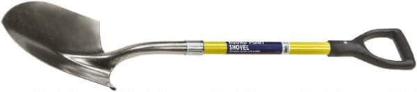 Ability One - 12" High x 9" Wide Round Steel Shovel - 29" Long Fiberglass Straight Handle - Exact Industrial Supply