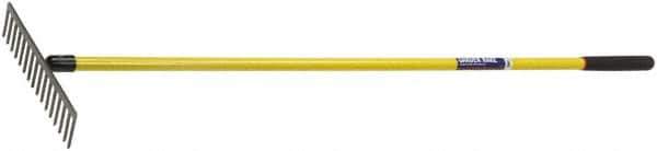 Ability One - Flat Rake with 62" Straight Fiberglass Handle - 16 Tines, 3" Tine Length - Exact Industrial Supply