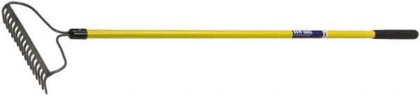 Ability One - Bow Rake with 57" Straight Fiberglass Handle - 16 Tines, 2-1/2" Tine Length - Exact Industrial Supply