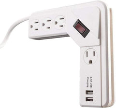 Woods PRO - 4 Outlets, 125 Volts, 15 Amps, 4' Cord, Power Outlet Strip - Keyhole Mount, 5-15 NEMA Configuration, 6-1/2" Strip, cULus - Exact Industrial Supply