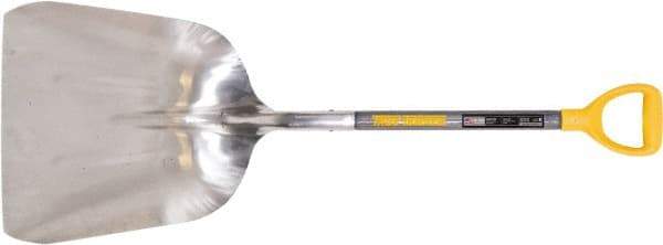 True Temper - 19-1/4" High x 15-3/8" Wide Square Aluminum Scoop - 27" Long Wood D-Grip Handle, No Step - Exact Industrial Supply