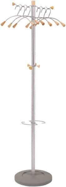 Alba - 4 Hooks, 18-7/8" Long x 14" Deep, Steel & Wood Floor Rack - 68-1/2" High - Exact Industrial Supply