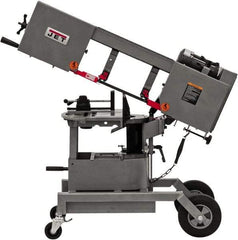 Jet - 6-1/2 x 8" Max Capacity, Manual Step Pulley Horizontal Bandsaw - 64, 132 & 247 SFPM Blade Speed, 115/230 Volts, 90°, 3/4 hp, 1 Phase - Exact Industrial Supply